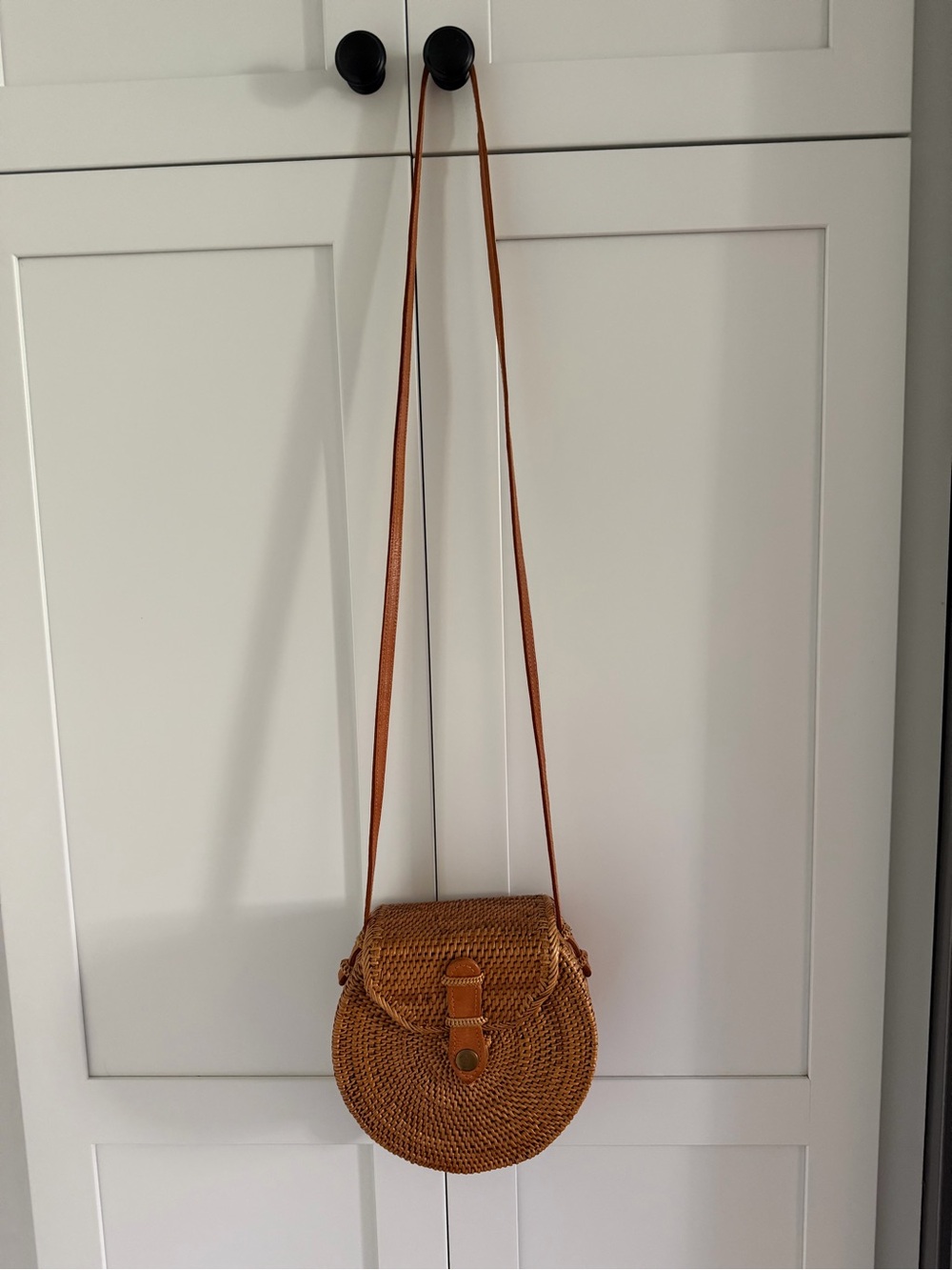 Brown Woven basket Round Crossbody Bag - Unbranded